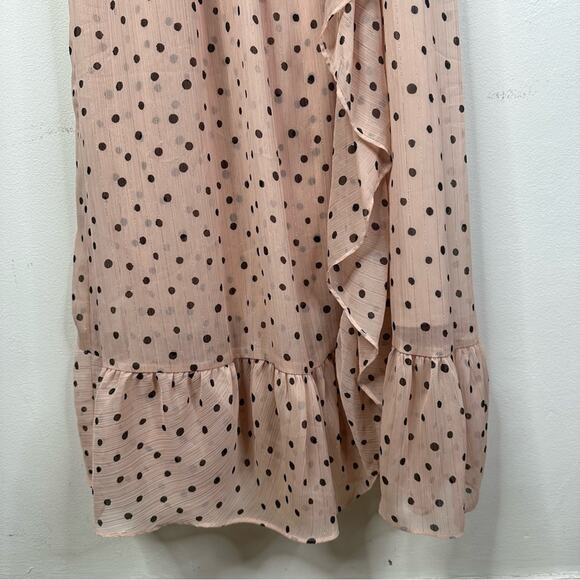 NWT Madewell Ruffle Strap Wrap Maxi Dress Size 4P Inkspot Dots Pink Retro Party - Picture 7 of 14